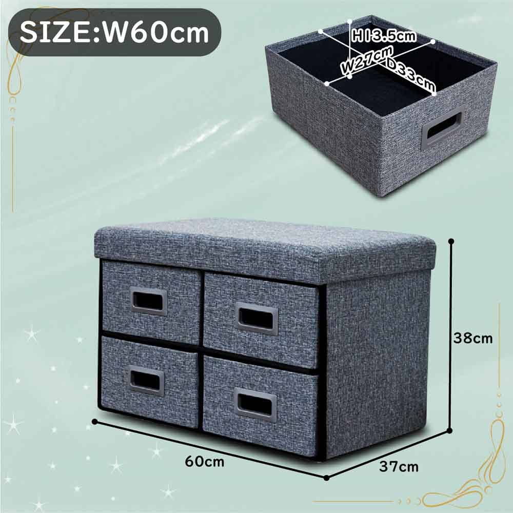Storage Bench Stool ST-DRW-60-GY