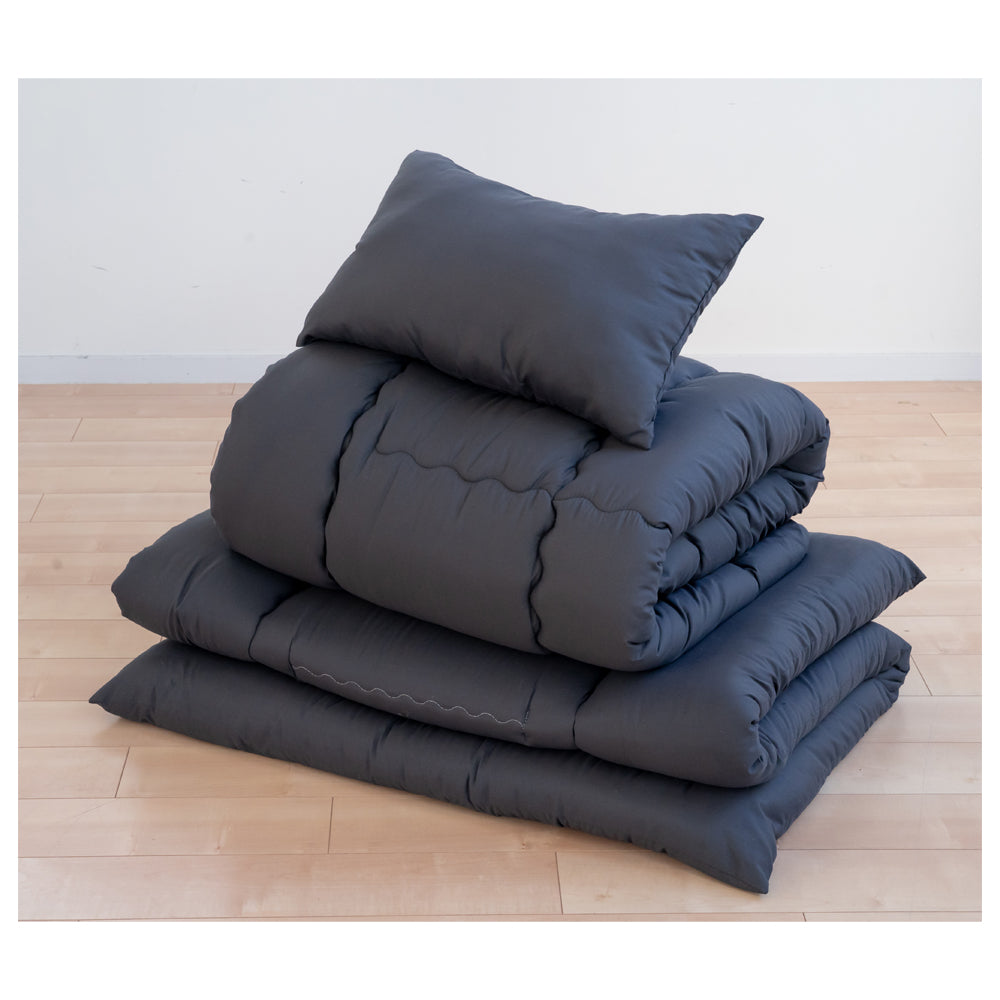Washable 3-Piece Comforter Set Single Charcoal Gray
