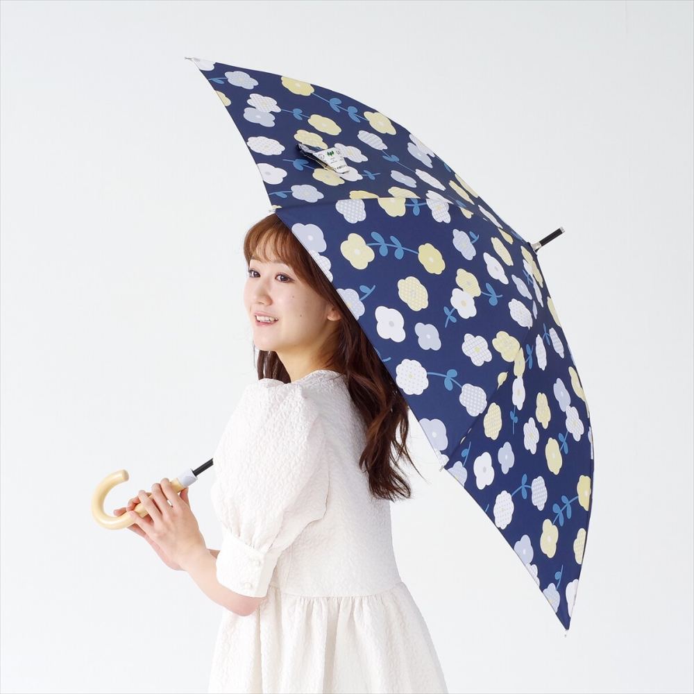晴雨兼用 長傘 63cm エコルーペット 17391NV 【直送品】 返品・キャンセル・他商品と同時購入は不可
