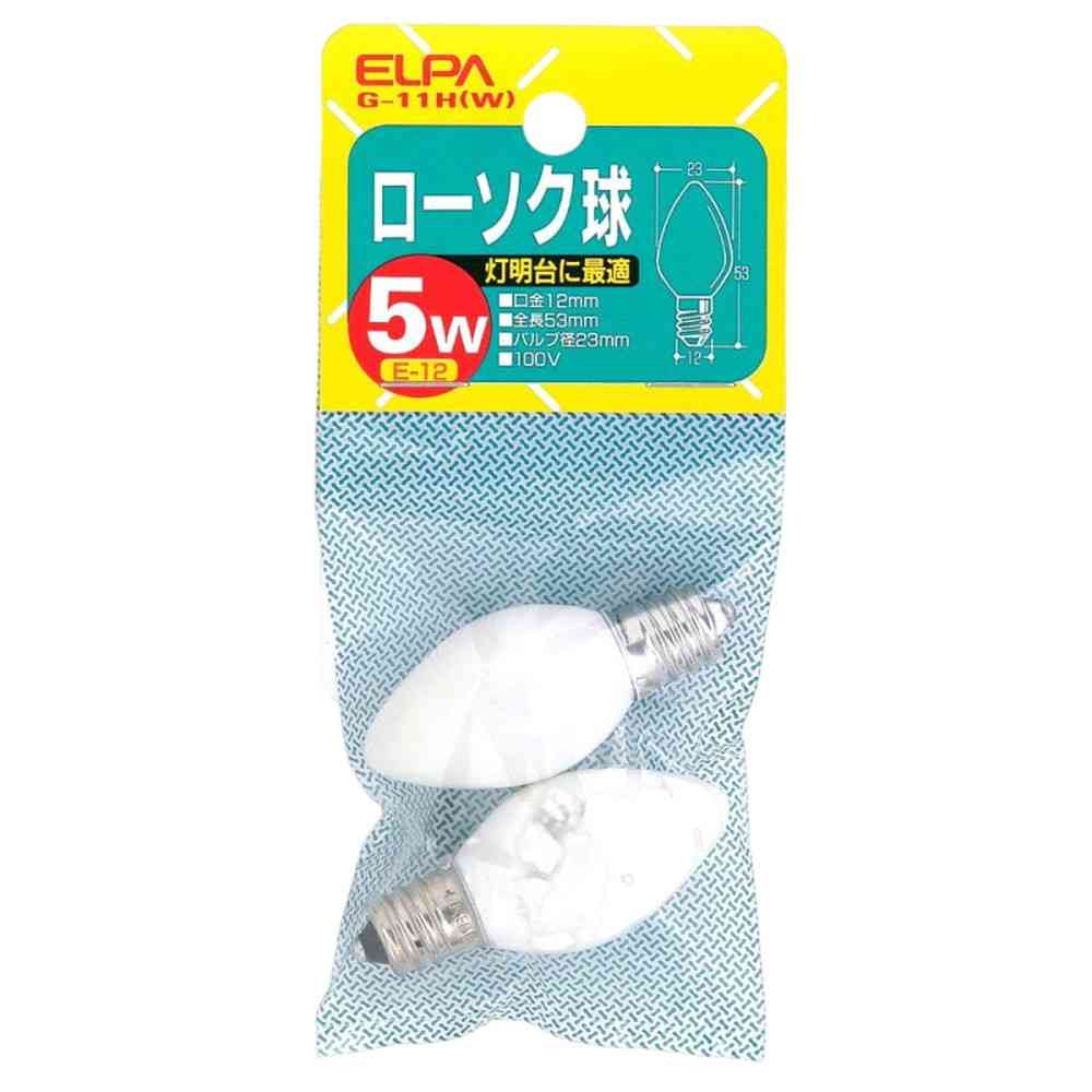 ELPA Candle Bulb 5W White E12 G-11H (W) 2 Pack