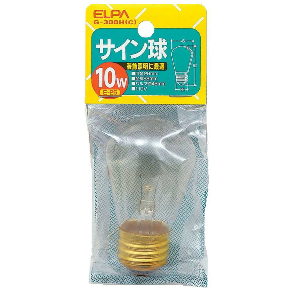 ELPA Sign Bulb Incandescent E26 10W G-300H (C)