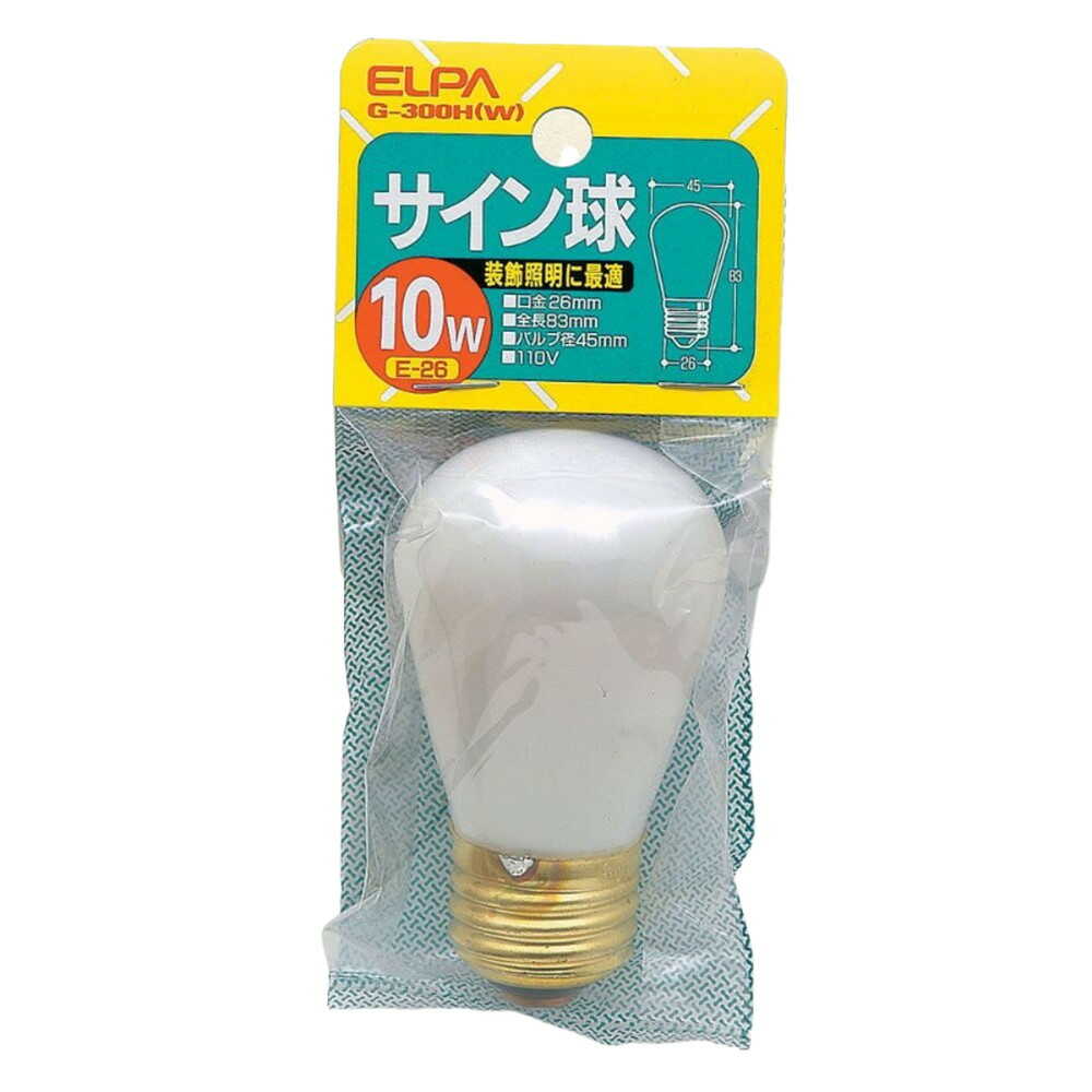 ELPA Sign Bulb Incandescent E26 10W G-300H (W)