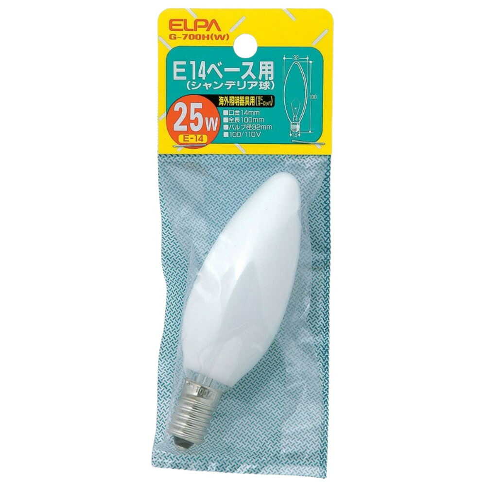 ELPA Chandelier Bulb Incandescent E14 25W G-700H (W)