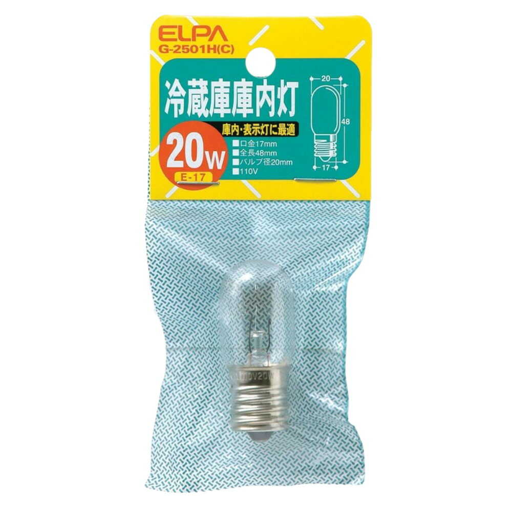ELPA Refrigerator Interior Light Bulb Incandescent E17 20W G-2501H (C)