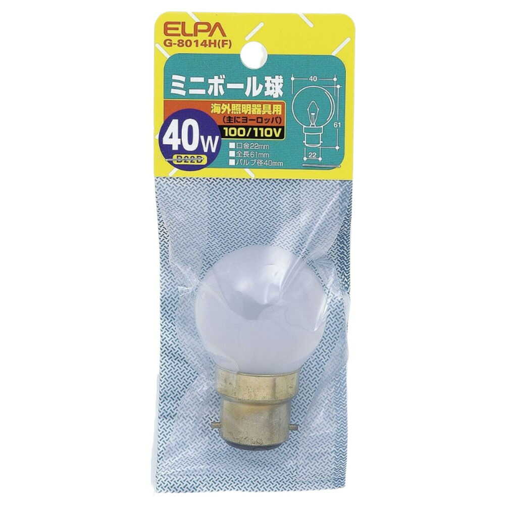 Elpa ELPA Mini Ball Bulb Incandescent B22D 40W G-8014H (F)