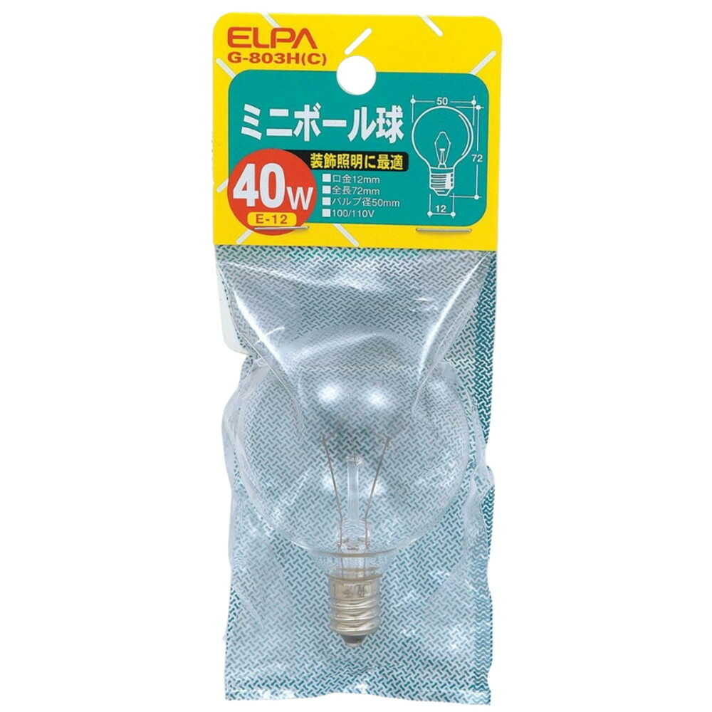 ELPA Mini Ball Bulb Incandescent E12 40W G-803H(C)