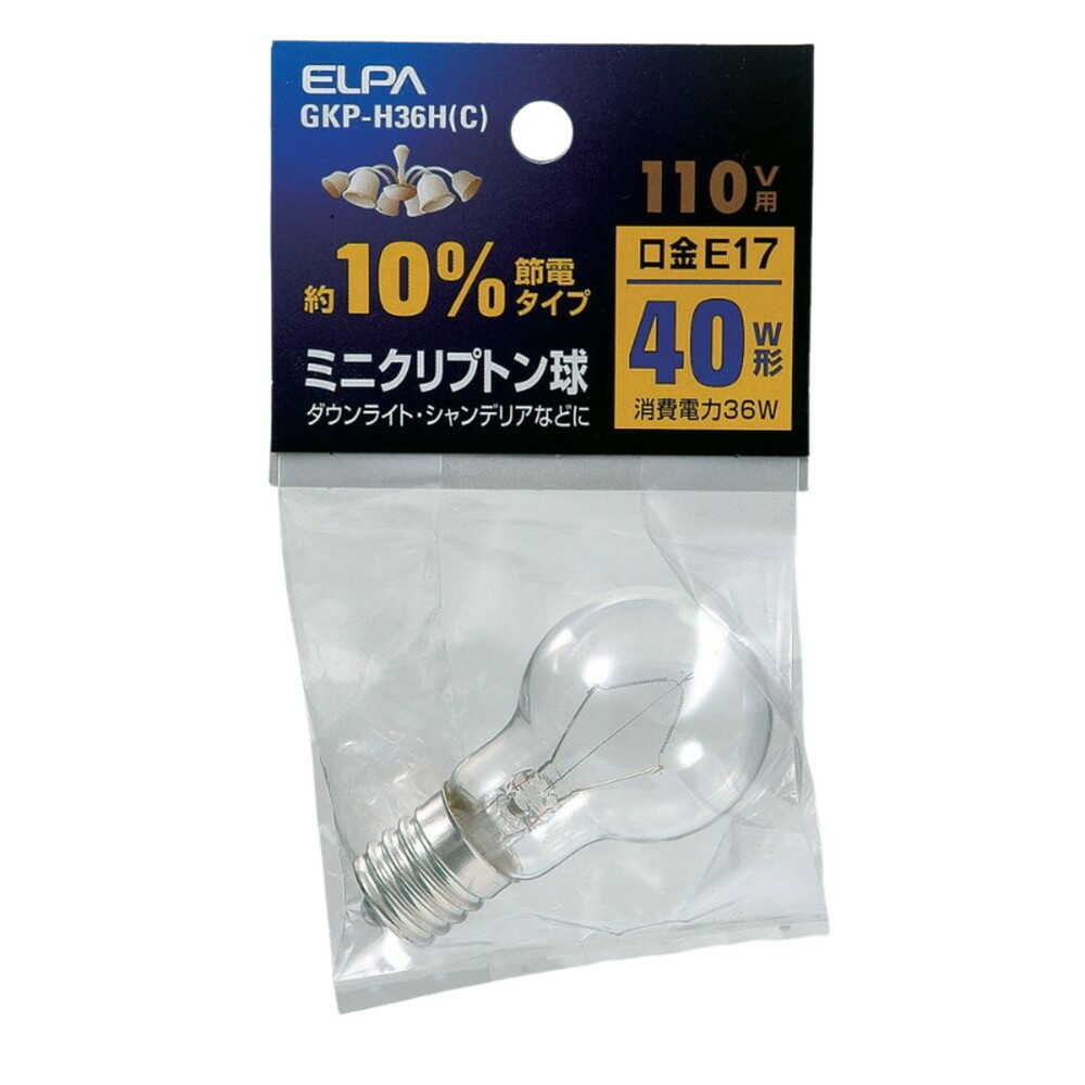 Elpa ELPA Mini Krypton Bulb Incandescent Bulb E17 40W Type GKP-H36H(C)