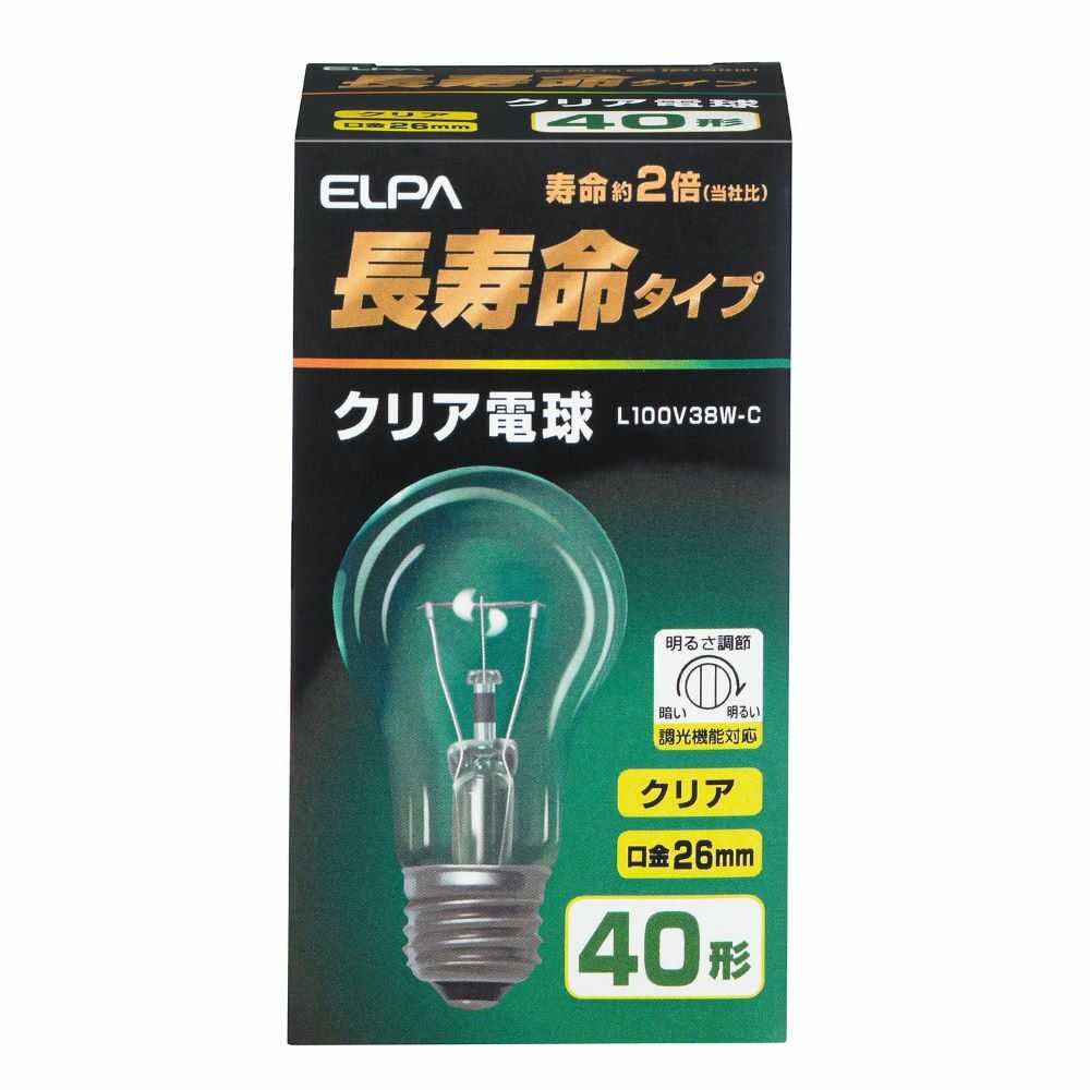 Asahi Electric ELPA Long-life Clear Bulb L100V38W-C