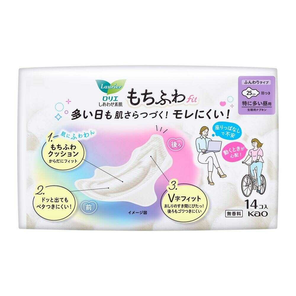 Kao Laurier Happy Skin Soft & Fluffy Fit Heavy Day Use with Wings 14 Pieces
