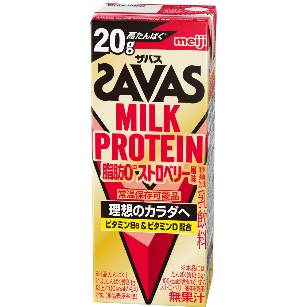 Meiji SAVAS Milk Protein Fat-Free Strawberry 200ml