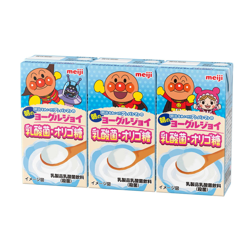 Meiji Anpanman Morning Yogurt Joy with Lactic Acid Bacteria & Oligosaccharides 125ml x 3 Pack