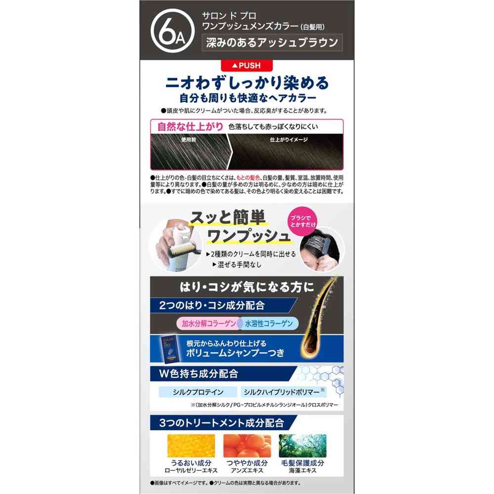 Salond Pro One Push Men's Color (Gray Hair) 6A <Deep Ash Brown>