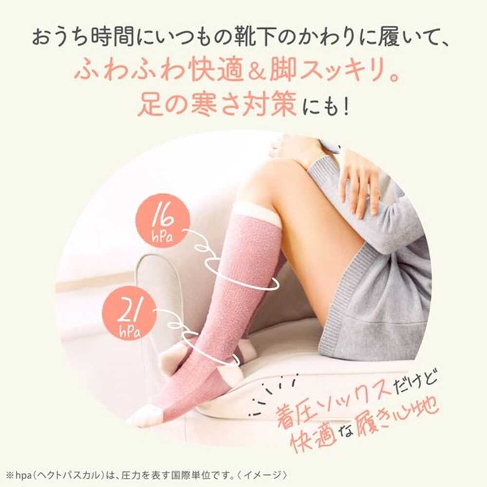 Reckitt Benckiser Japan MediCute Fuwatto Kyuuto Compression Room Socks Beige Pink Free Size 1 Pair