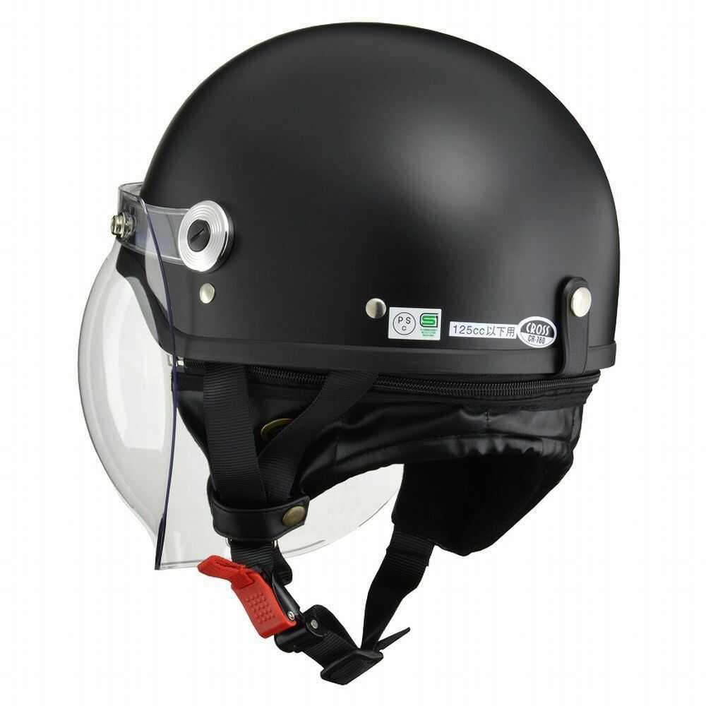 Lead Industry CROSS Half Helmet with Bubble Shield Half Matte Black CR760 MATBK