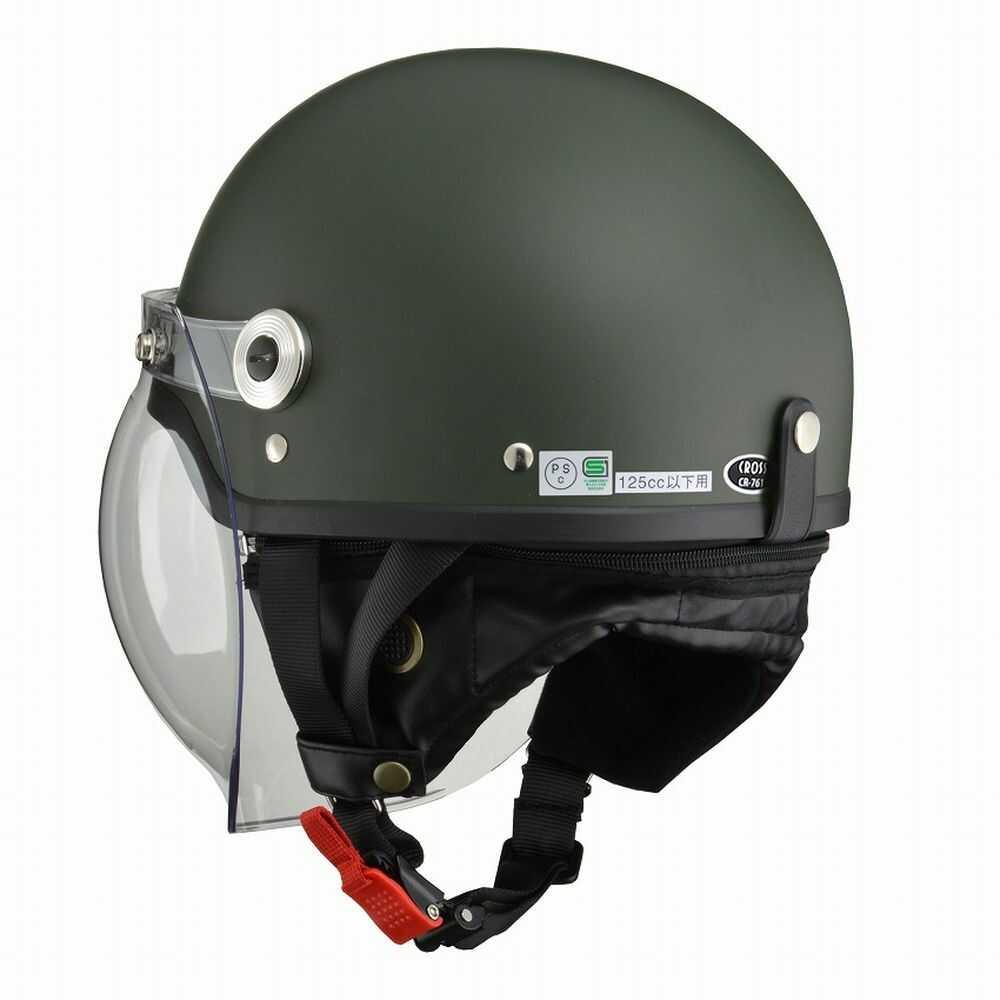 Lead Industry CROSS Half Helmet with Bubble Shield Matte Green CR761 MATGR LL