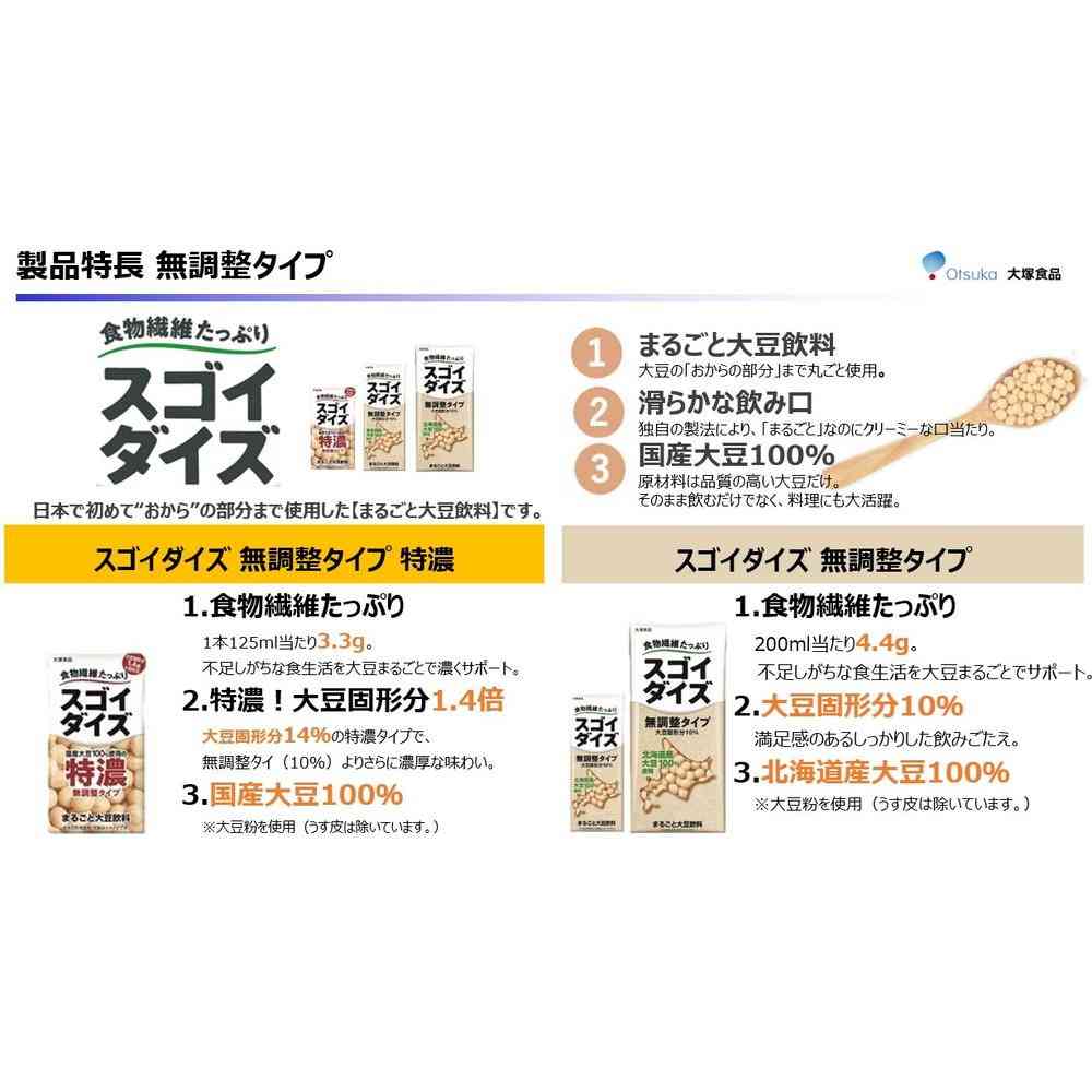 Otsuka Foods Sugoi Soy Milk Unadjusted Type 200ml