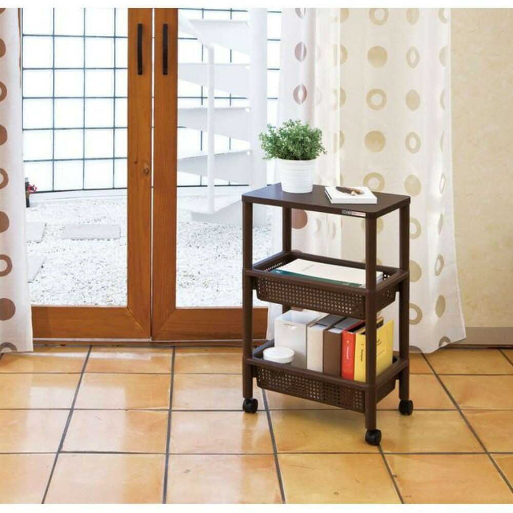 Fudou Giken Wood Table Wagon 3S Brown