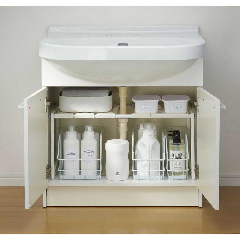 Shinkou Under-Sink Free Rack Adjustable Type S White