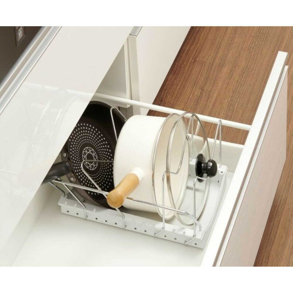 Shinkou Frying Pan, Pot, and Lid Stand Adjustable White