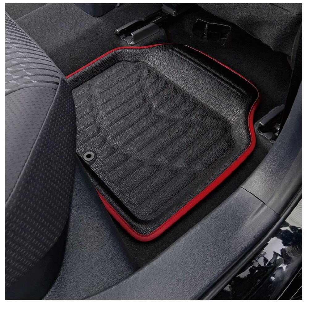 Bonform 3D Leather Mat N 45x48cm Front Seat SS/Rear Seat Compatible Red 6465-48RE
