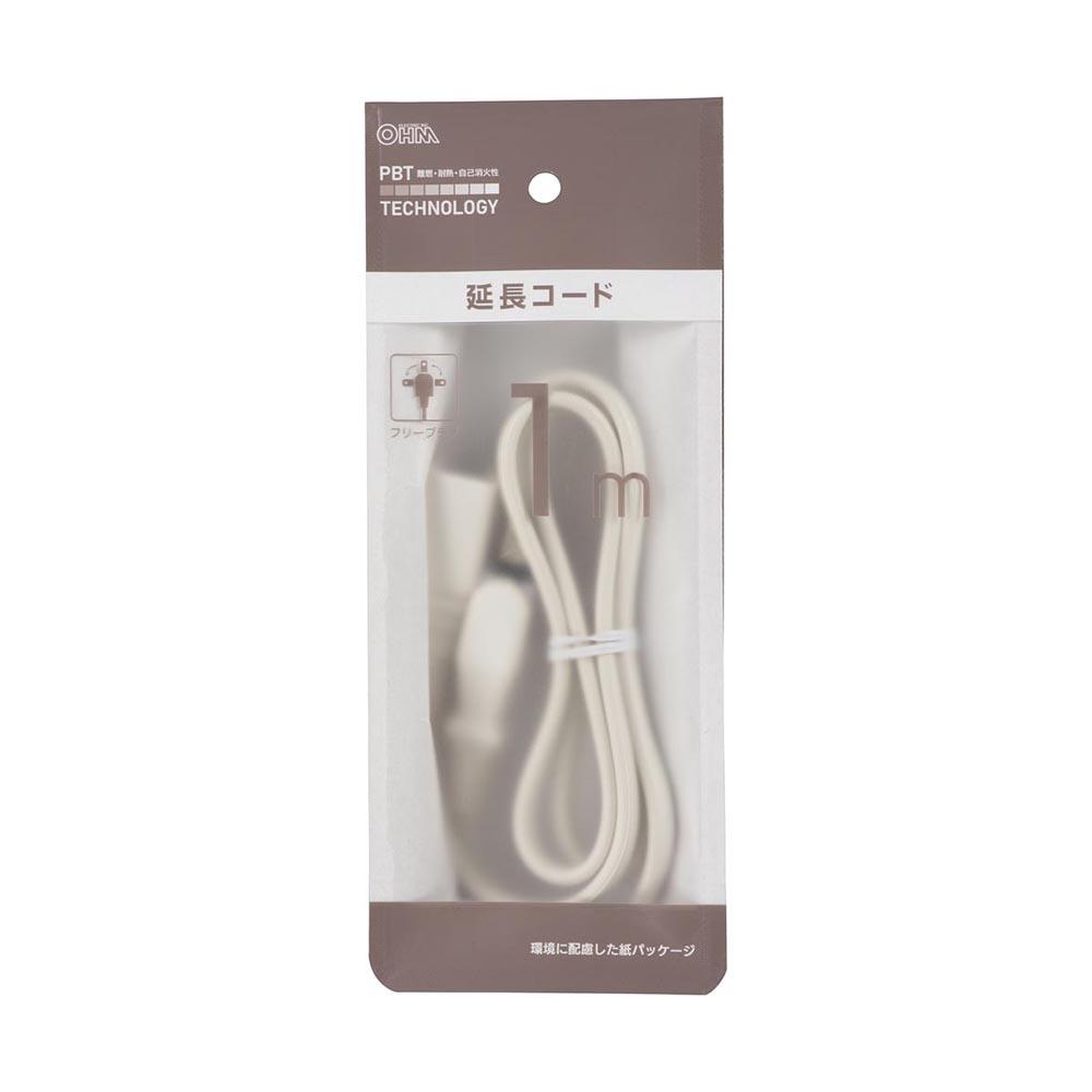 Ohm Electric Extension Cord Free Plug 1m