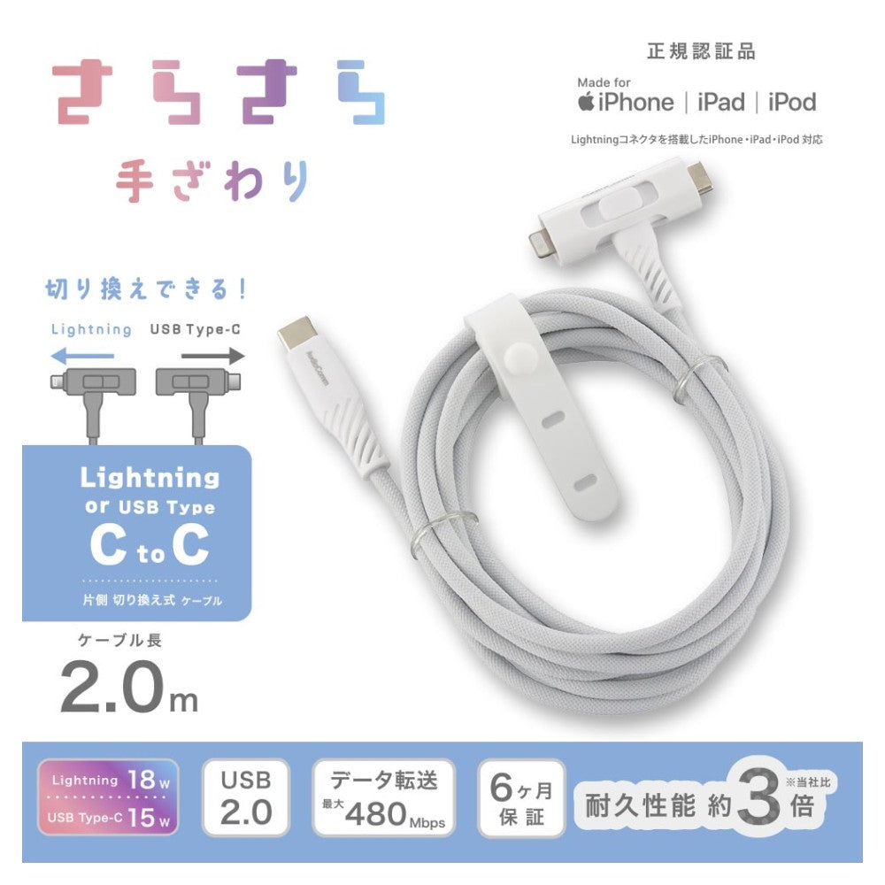 Ohm Electric Smooth USB Cable T-Type 2m