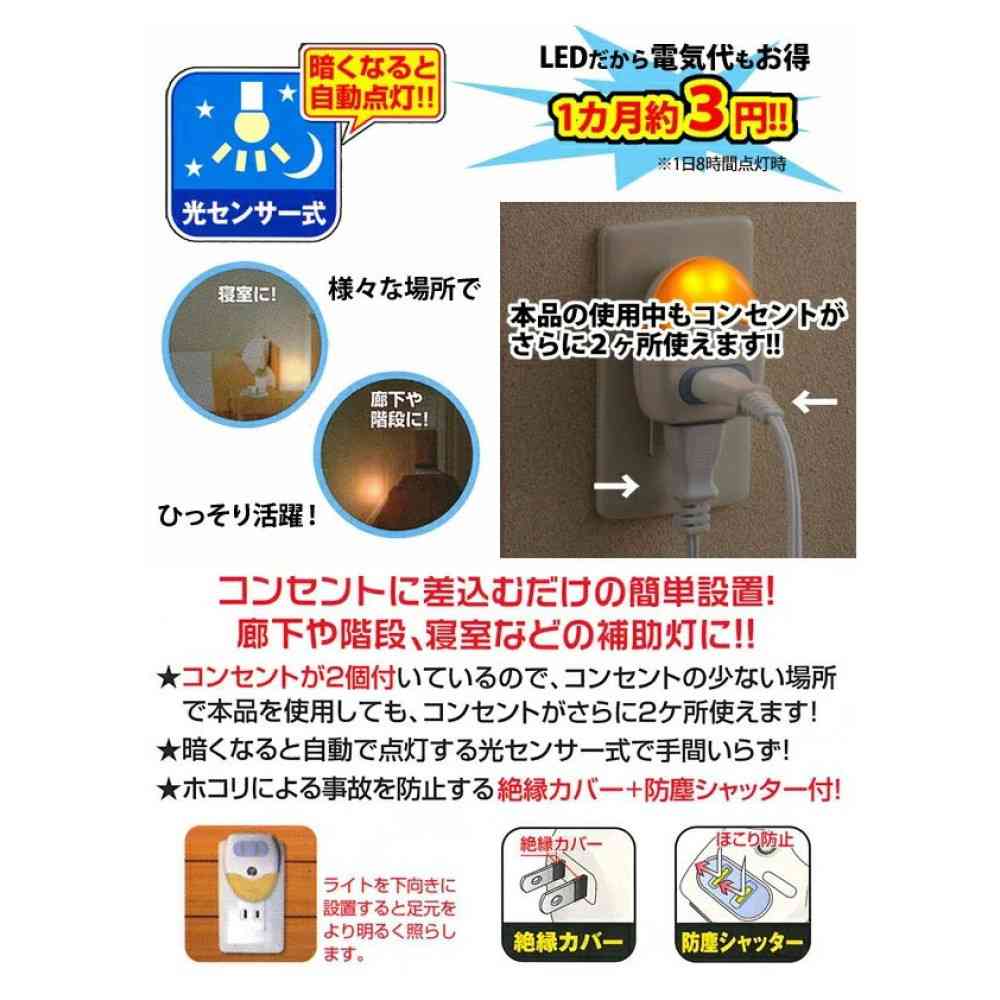 Ohm Electric LED Night Light with Light Sensor and Outlet White LED R39MS-W