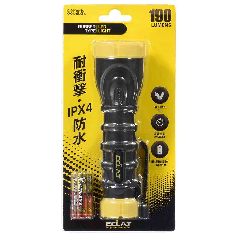 Ohm Electric LED Rubber Light Shock Resistant IPX4 190 Lumens with Batteries