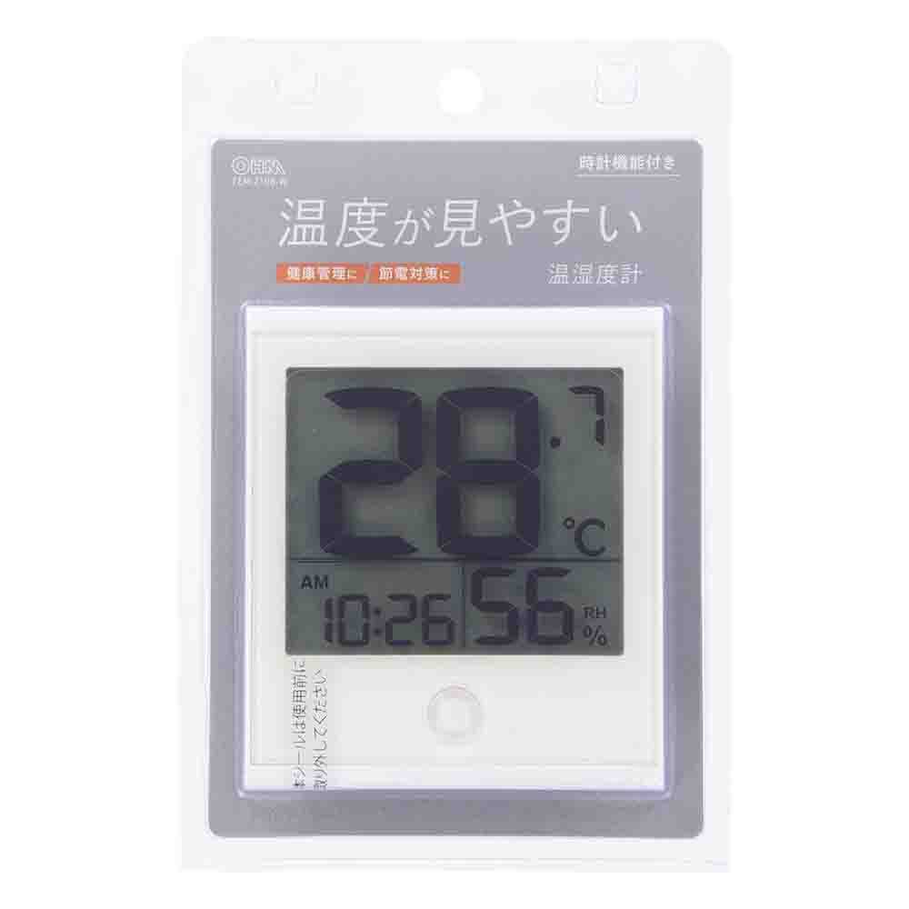 Ohm Electric Easy-to-Read Thermo-Hygrometer with Clock Function