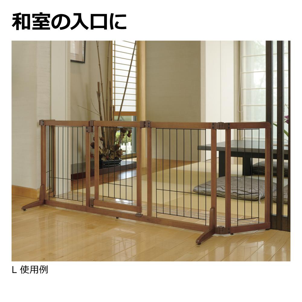 Wooden Pet Gate with Door L Brown