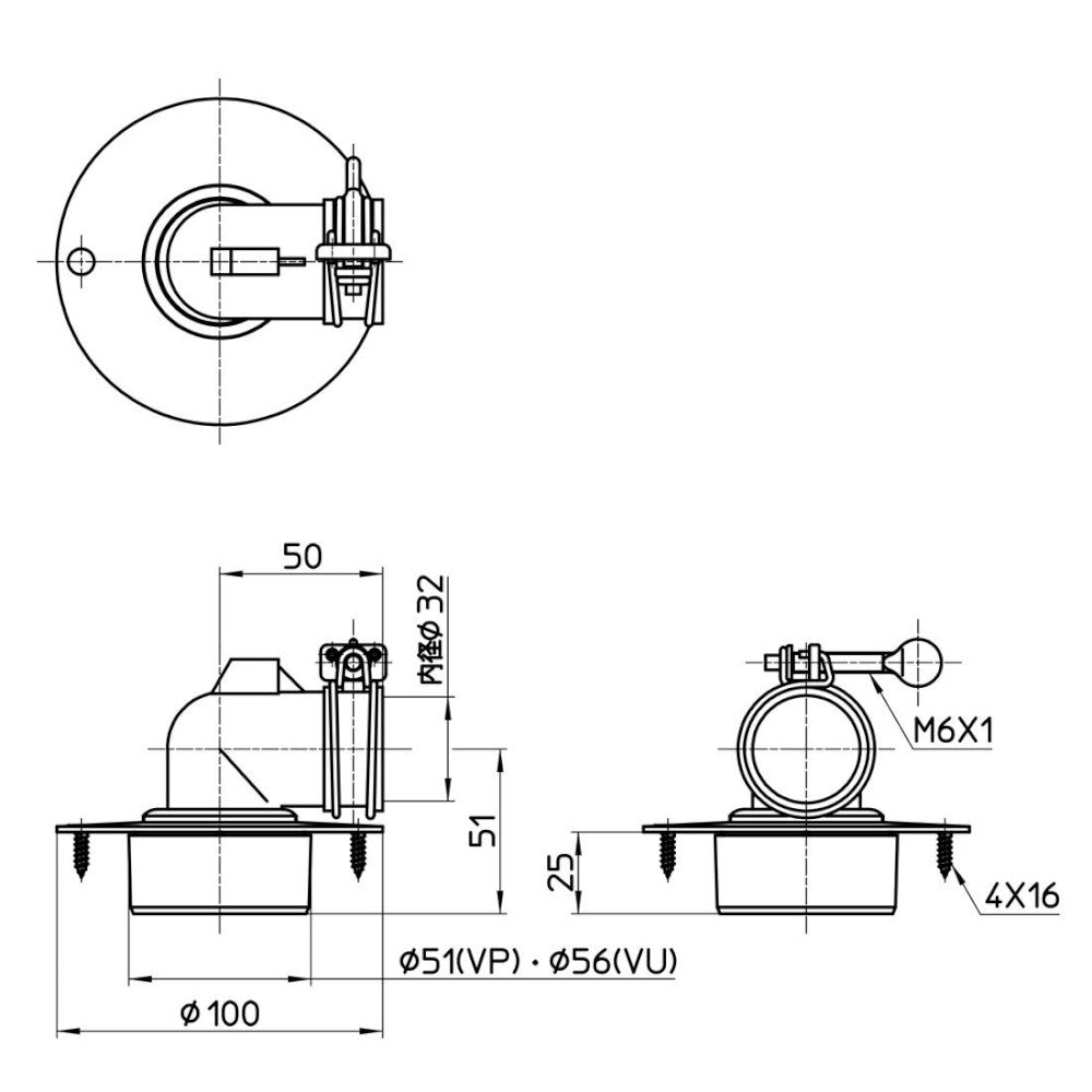 SANEI Wide Flange Washing Machine Drain Outlet H552-50