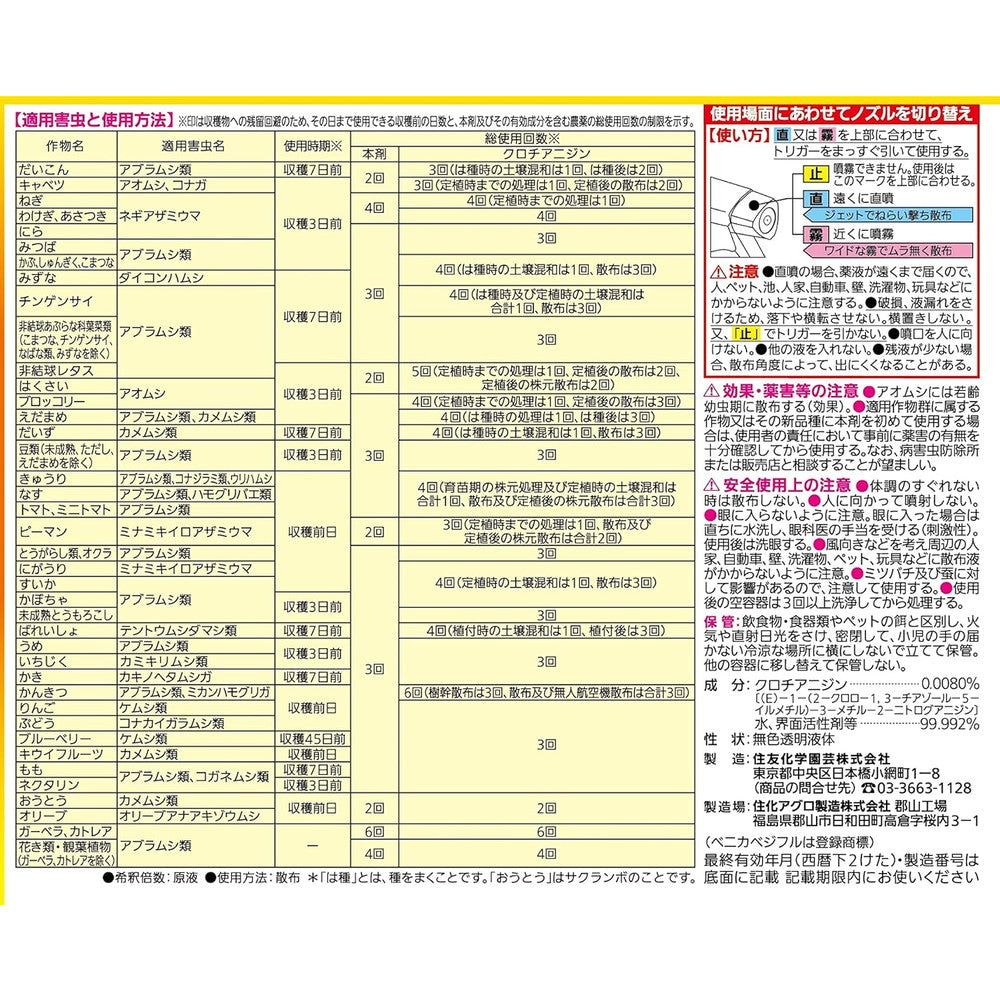 Sumitomo Chemical Gardening Benica Veggie Fruit Spray 420ml