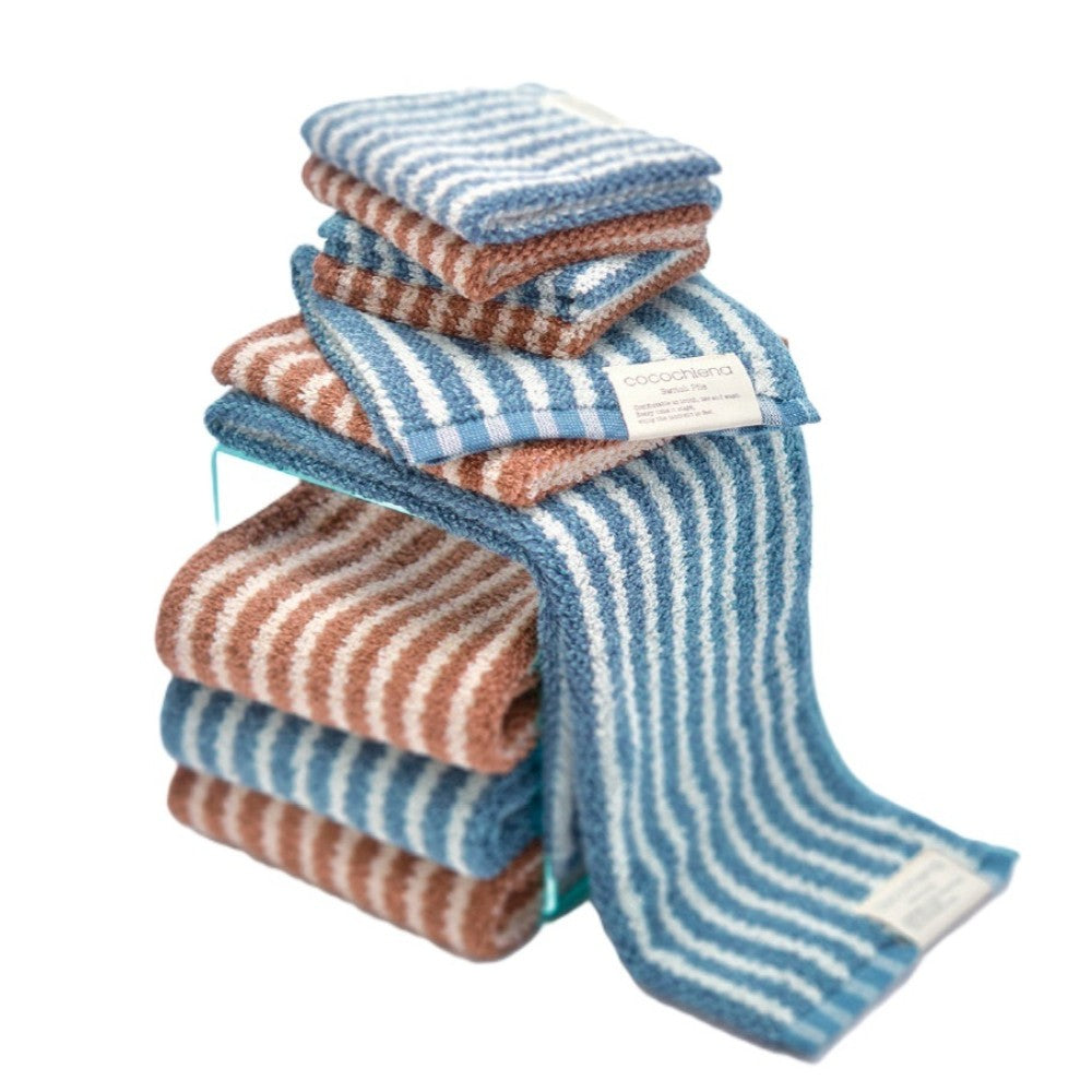 Nissen Shoko Cocochiena Line Face Towel Navy Blue 1 Piece