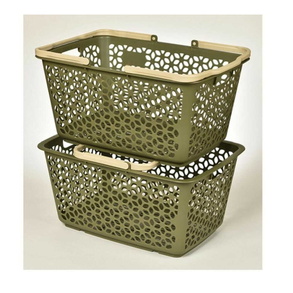 Himalaya Chemical Industry Handle Stackable Basket Khaki