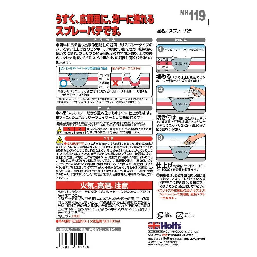 Holts Spray Putty MH119 180ml