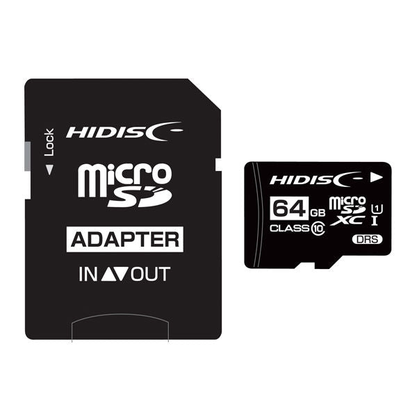 HIDISC microSDHC Card 64GB with Data Recovery Service - CLASS10 UHS-1 Compatible with SD Adapter/Case