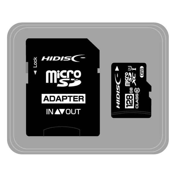 HIDISC microSDXC Card 128GB with Data Recovery Service CLASS10 UHS-1 Compatible with SD Adapter/Case (1 set)