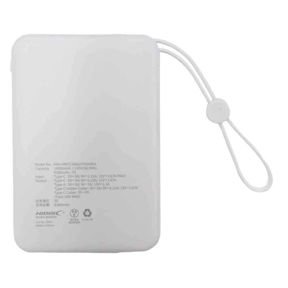 HIDISC PD20W Compatible Integrated Cable 10000mAh Mobile Battery