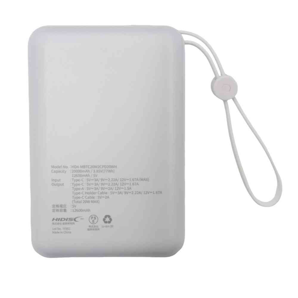 HIDISC PD20W Compatible Integrated Cable 20000mAh Mobile Battery