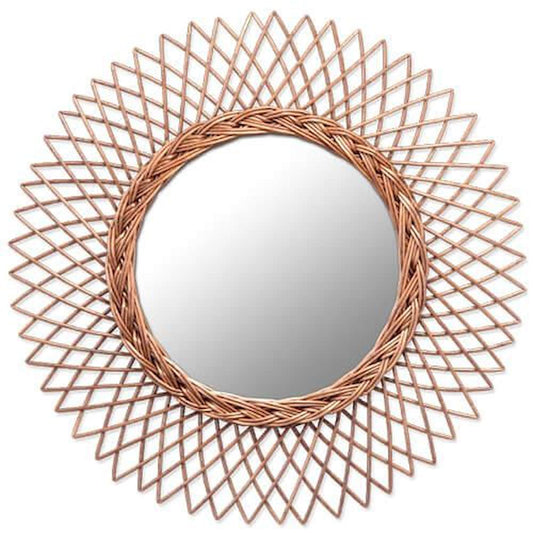 Wicker Mirror L Brown 11643