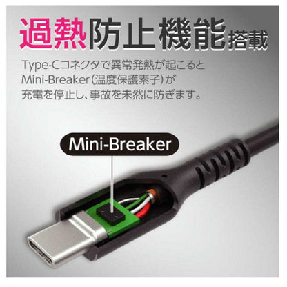 Tama Electronics Type-C/Type-C Soft Cable 100W Overheat Protection 1.0m TH279CC10K