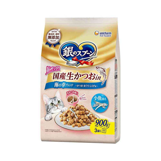 UniCharm Silver Spoon Domestic Fresh Bonito in Seafood Blend with Small Fish Bonito, Tuna, Shirasu Flavor 900g