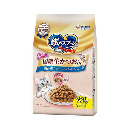 Uni-Charm Silver Spoon Domestic Fresh Bonito in Seafood Blend Tuna, Bonito, Shirasu Flavor 950g