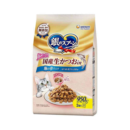 Uni-Charm Silver Spoon Domestic Fresh Bonito in Seafood Blend Tuna, Bonito, Shirasu Flavor 950g
