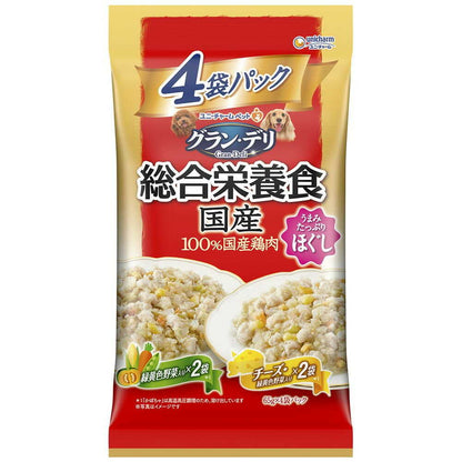 Uni-Charm Gran Deli Complete Nutritional Food Domestic Pouch Shredded for Adult Dogs with Vegetables and Cheese 65g x 4 Bags