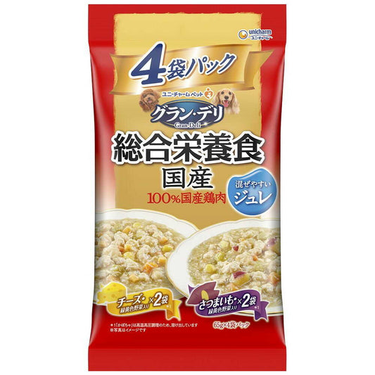 UniCharm Gran Deli Complete Nutrition Pouch Jelly for Adult Dogs with Sweet Potato and Cheese 65g x 4 Bags