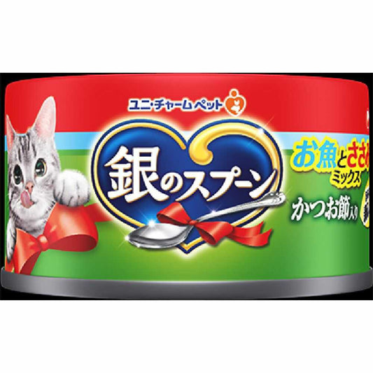 Uni-Charm Silver Spoon Can Fish and Chicken Breast Mix with Bonito Flakes 70g