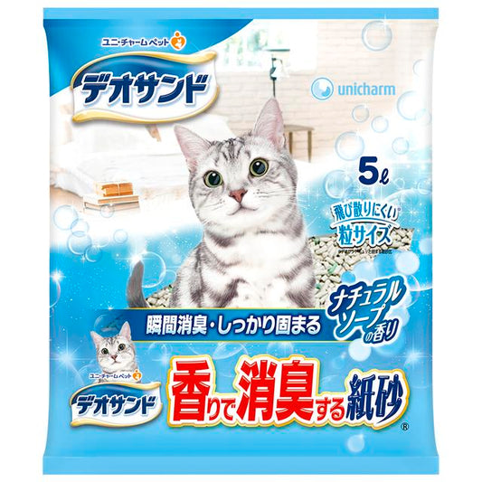 Unicharm Deo Sand Paper Cat Litter Natural Soap Scent 5L