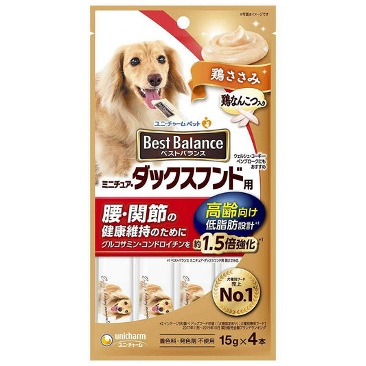 Uni-Charm Best Balance Snack for Miniature Dachshunds Senior Chicken Breast 15g x 4 Sticks