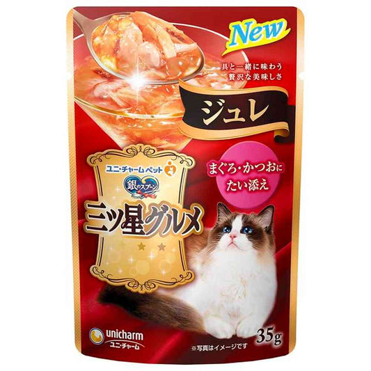 Unicharm Three-Star Gourmet Pouch Jelly with Tuna and Bonito 35g